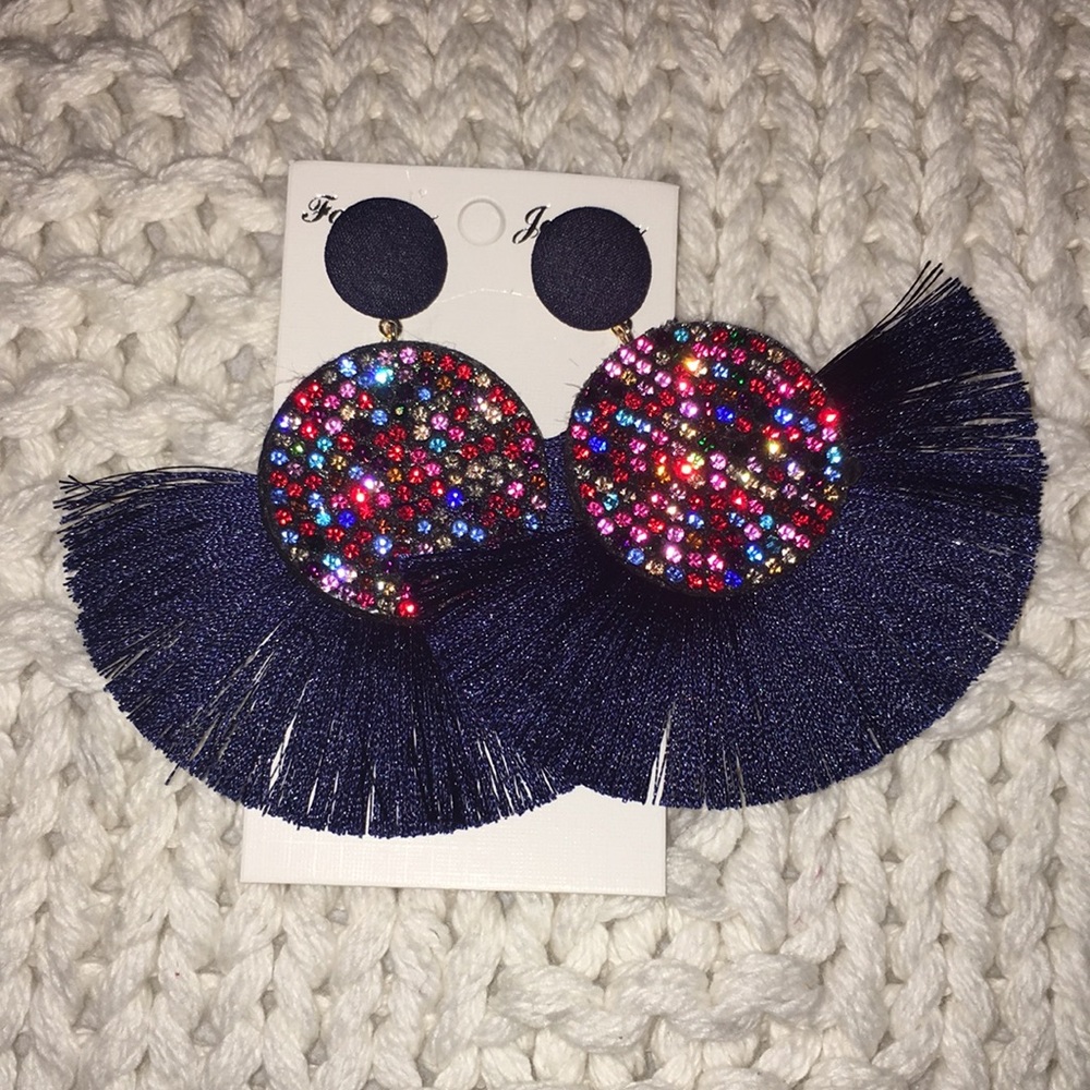NWT! Navy Blue Tassel Earrings!